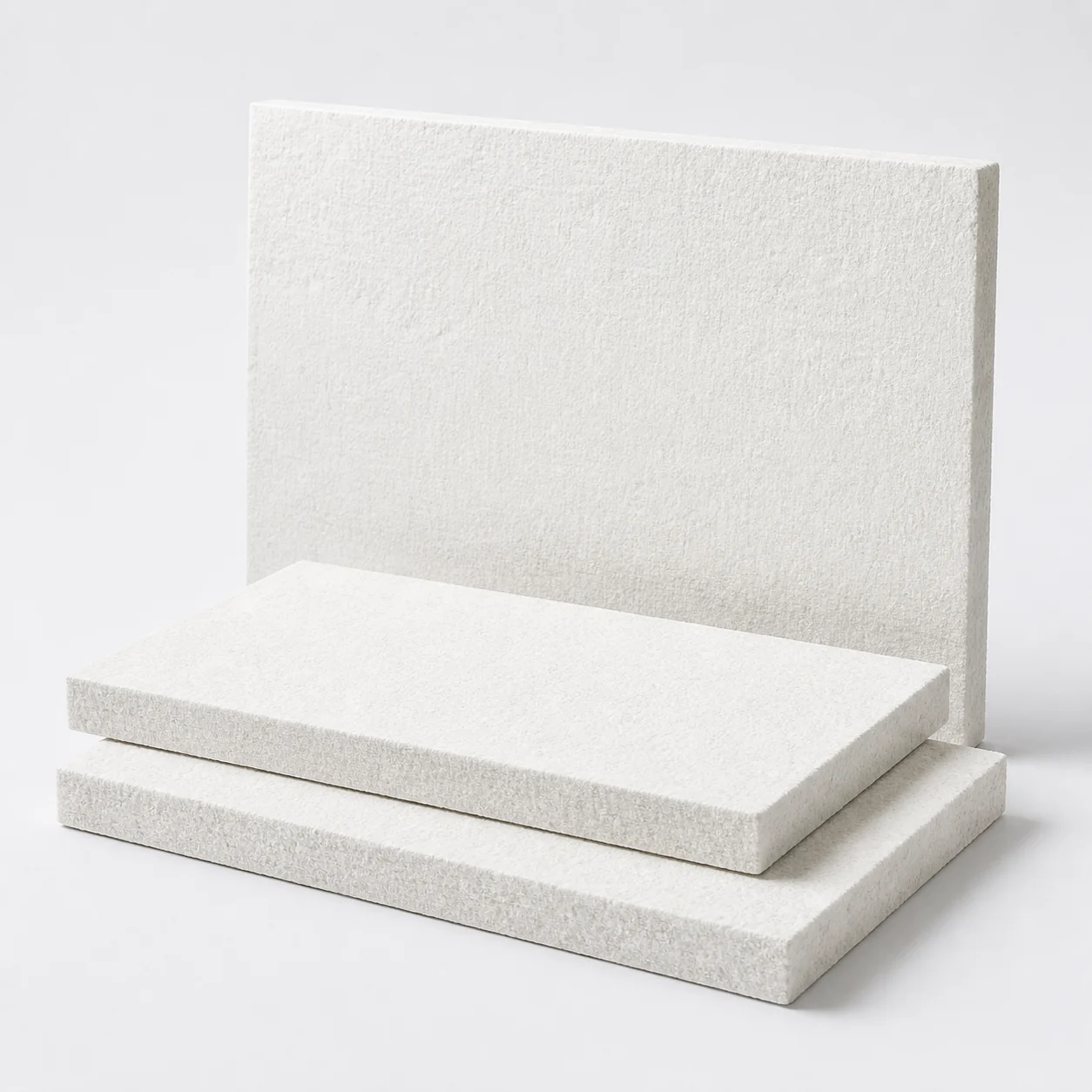 Tres tablas rígidas blancas de fibra cerámica para 1260 °C